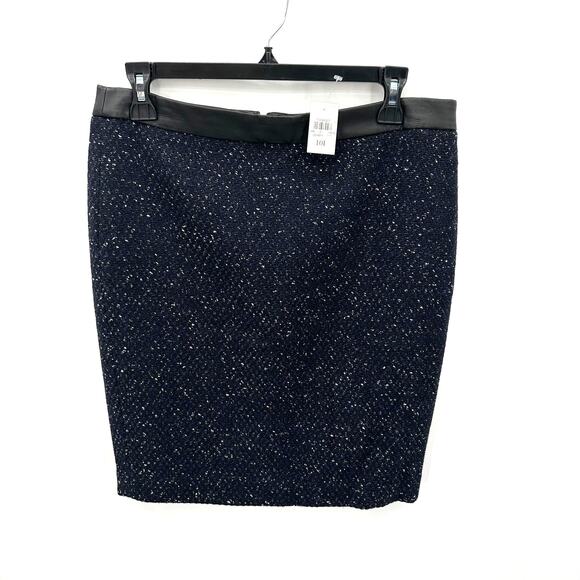 ANN TAYLOR NWT Navy Tweed Wool Blend Pencil Skirt // 10 Petite - Picture 1 of 7